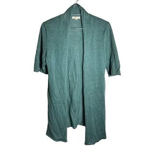 Eileen Fisher Linen Open-Front Cardigan • Jade/Green • Size S • EUC